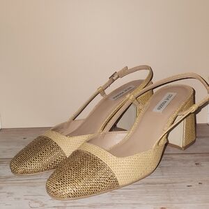 Steve Madden Cream and Brown Slingback Heels